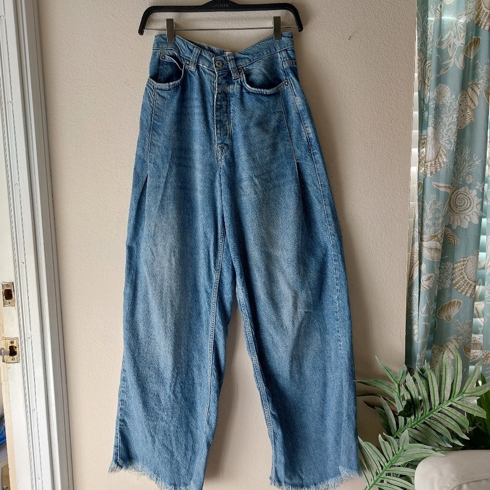Free People High-Waist Wide Leg Jeans in Blue - Picture 5 of 13